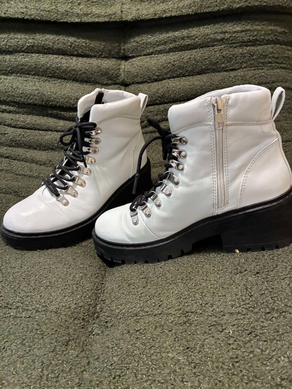 Skechers White Moto Combat Boots - Picture 2 of 10
